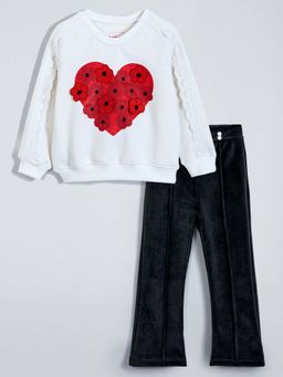 Hopscotch - Floral Heart Applique Top with Pant