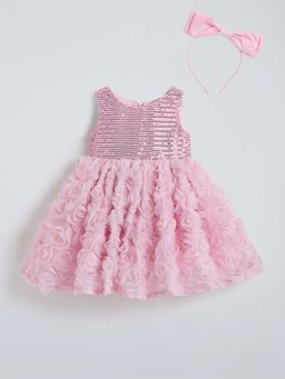 Hopscotch - Sequinned Floral Party Dress with Headband