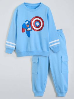 Hopscotch - Captain America Striped Cotton Jogger With Sweatshirt