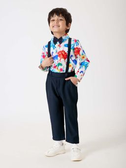 Hopscotch - Water Colour Shirt Pant with Bow & Suspender