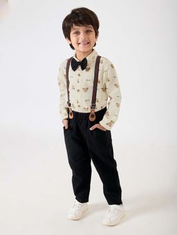 Hopscotch - Beary Smart Shirt Pant with Bow & Suspender
