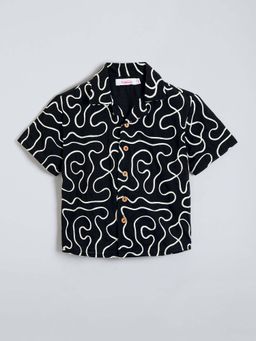 Hopscotch - Abstract Cotton Cord Embroidered Shirt