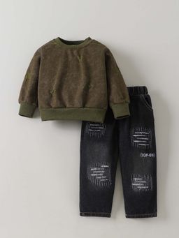 Hopscotch - Textured Sweatshirt and Jeans