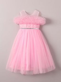 Hopscotch - Ruffle Trim Cold Shoulder Gown