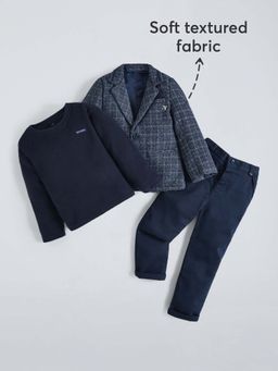 Hopscotch - Textured Blazer With T-shirt and Pant