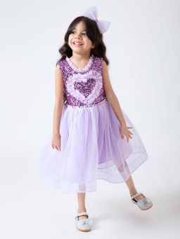 Hopscotch - Ruffled Sequined Pearl Dress With Headband