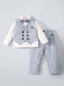 Hopscotch - Double-Breasted Shirt Pants With Waist Coat & Bow