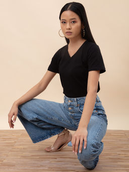 Twenty Dresses by Nykaa Fashion - XXD Basics All About The Basics Black T-Shirt