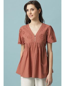 Gipsy - Rust Self Design Cotton Tunic