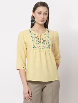 Gipsy - Yellow Embroidered Cotton Tunic
