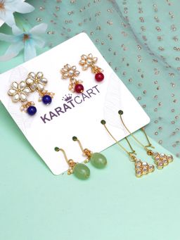 Karatcart - Set of 4 Handcrafted Kundan Earrings Combo for Women