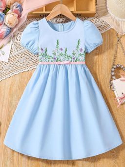 Oh Rare - Girls Puff Sleeve Sweet Floral Princess Dress