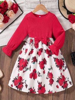 Oh Rare - Girls Sweet Bow Floral Flying Sleeve Princess Dress
