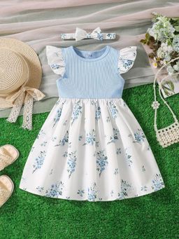 Oh Rare - Girls Suspender Vacation Style Beach Floral Dress