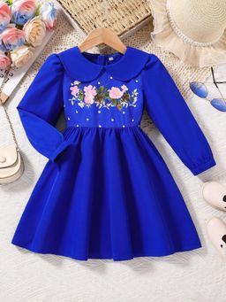 Oh Rare - Girls Breathable Simple Sweet Print Long Sleeved Dress