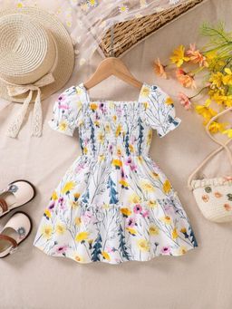 Oh Rare - Girls Sweet Princess Style Short Sleeved Floral Dress