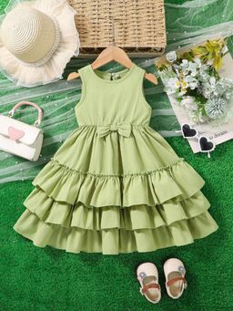 Oh Rare - Girls Olive Gentle Little Princess Mid Length Dress