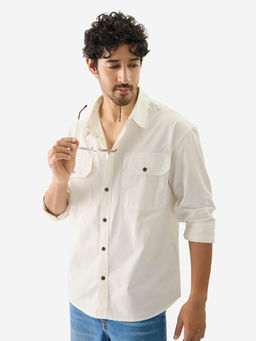 The Souled Store - Solids: Off White Men Utility Shirt