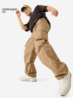 The Souled Store - Original Parachute Pants: Tan Brown Men Parachute Pants