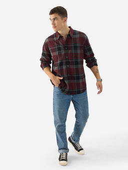 The Souled Store - Plaid: Maroon, Grey Men Relaxed Shirt