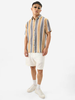 The Souled Store - Original Stripes: Black, Brown Men Half Sleeve Shirt