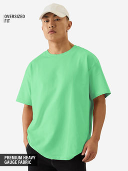 The Souled Store - Original Solids: Spring Bud Green Men Oversized T-Shirt