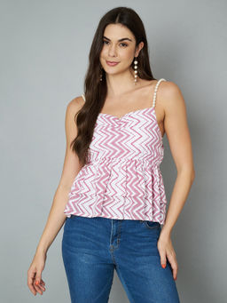COTLAND FASHION - Women Pink Beads and Stones Work Cotton Top