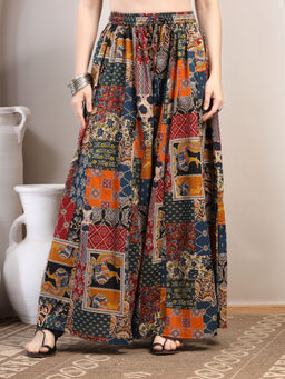 COTLAND FASHION - Women Multi-Color Printed Work Cotton Palazzo