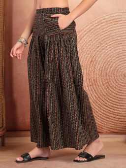 COTLAND FASHION - Women Brown Stripes Work Cotton Palazzo