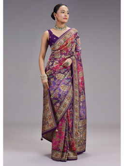 KALKI FASHION - Women Multi-Color Zari Work Khadi Saree with Unstiched Blouse