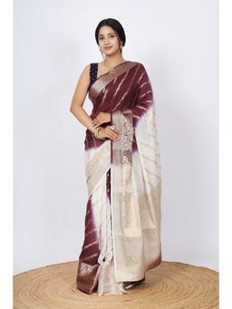 VGlame - Women Multi-Color Zari Work Viscose Saree with Unstiched Blouse