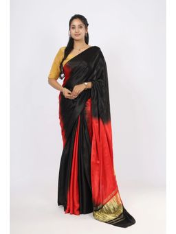 VGlame - Women Black Zari Work Silk Saree with Unstiched Blouse