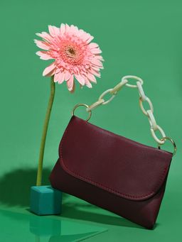 Haute Sauce - Maroon Structured Sling Bag