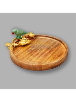 EL' UNIQUE - Classic Wooden Thali With Parrot