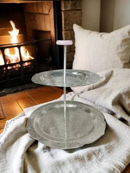 EL' UNIQUE - Rose Embossing Two Tray Platter