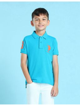 U.S. POLO ASSN. - Boys Turquoise Ribbed Collar Pique Polo T-Shirt