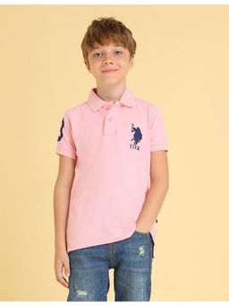 U.S. POLO ASSN. - Boys Light Pink Cotton Pique Solid Polo T-Shirt