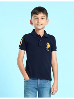 U.S. POLO ASSN. - Boys Navy Cotton Solid Polo T-Shirt