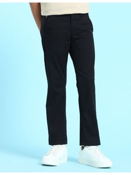 U.S. POLO ASSN. - Boys Black Mid Rise Solid Twill Trousers