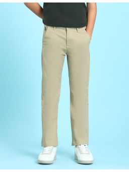 U.S. POLO ASSN. - Boys Beige Mid Rise Twill Weave Solid Trousers