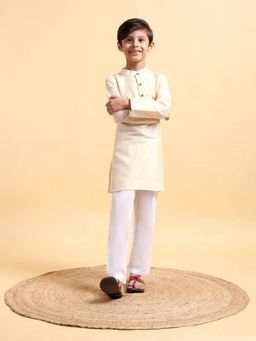 Mera Rang - Ivory Cotton Silk Kurta and Pajama (Set of 2)