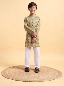 Mera Rang - Boys Mustard Jarak Kurta and Pajama (Set of 2)