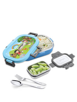 Pexpo - Tasty Bite Blue Stainless Steel Lunch-Tiffin Box for Kids - 800ml