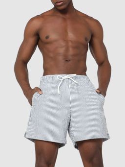 GAP - Men Blue Mid-Rise Vertical Striped Shorts