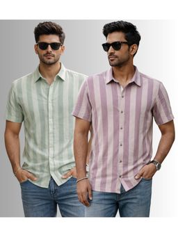 Parcel Yard - Multi-Color Men's Regular Summer Wear Half Sleeve Shirt (Pack of 2)