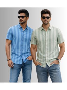 Parcel Yard - Multi-Color Men Regular Half Sleeve Shirt (Pack of 2)