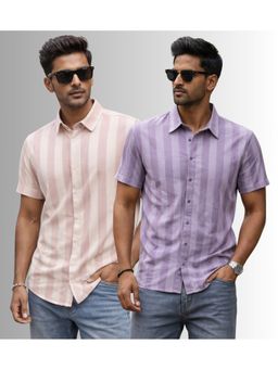 Parcel Yard - Men's Multi-Color Regular Summer Wear Half Sleeve Shirt (Pack of 2)