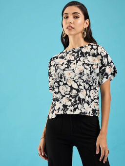 Uptownie - Womens Crepe Printed Boxy Top