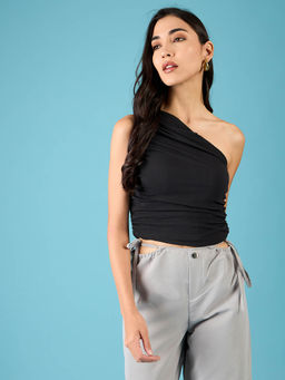 Uptownie - Riya Jain's One Shoulder Top with Gathered Sides
