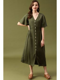 Gipsy - Olive Solid Tencel Dress